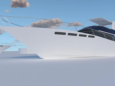 Modern White Yacht Exterior Design Under Blue Sky 3d model