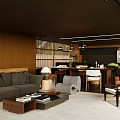 Modern Open Plan Living And Dining Room With Warm Natural Wood Details And Cozy Furnishings