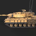 Military Desert Camouflage Tank With Main Gun Tracks And Antenna Turret