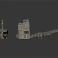 Stone Scene Components Including Wall Segments Road Pieces And Bridge Parts With Various Shapes
