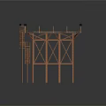 Elevated Wrestling Ring With Orange Metal Frame Staircase Roped Enclosure And Colored Mat Design