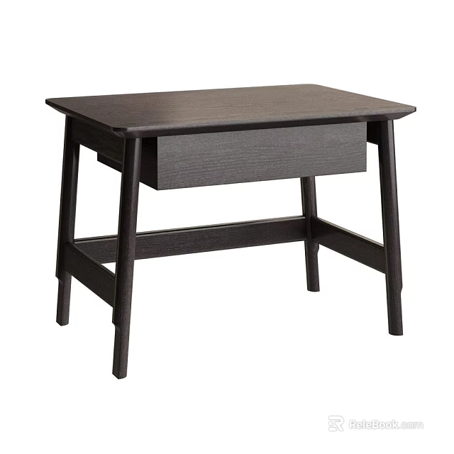 Dark Wooden Vanity Table With Single Drawer And Simple Modern Design 3d model