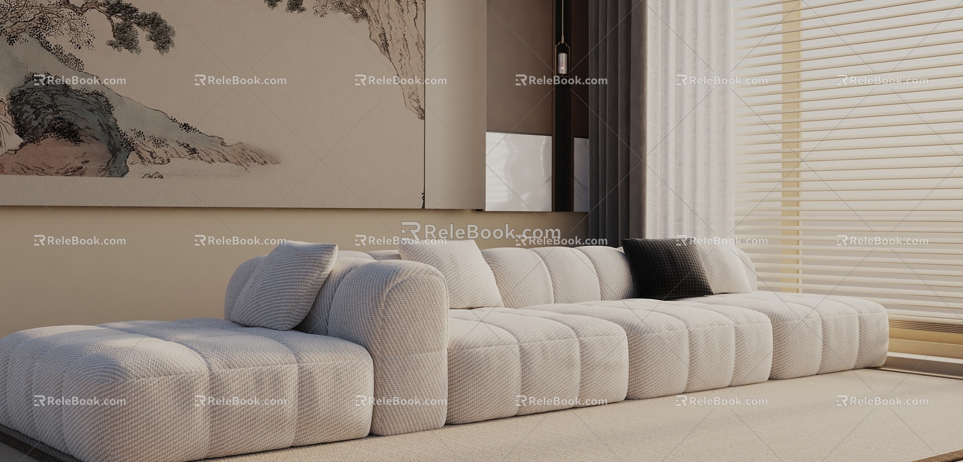 Three-seat sofa 3d model