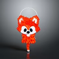 Fluffy Red Fox Shaped Basket With Handle For Daily Use And Cute Home Decor