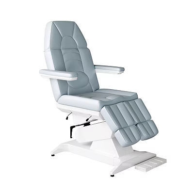 Ergonomic Gray and White Treatment Chair With Adjustable Backrest Armrests And Footrest 3d model