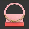 Stylish Pink Handbag With Red Bottom Gold Chain And Pink Handle Design