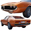 Classic Orange Sports Car With Open Door And Classic Interior Design