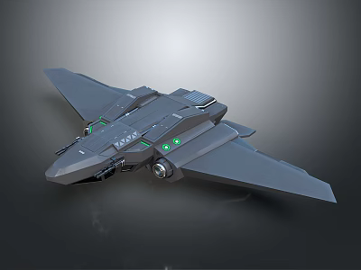 Advanced Stealth Fighter Jet With Gray Exterior And Green Navigation Lights 3d model