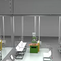 Industrial Equipment In Modern Factory Workshop With Robotic Arms Metal Worktables And Steel Frames