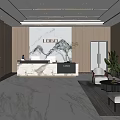 Modern Hotel Lobby Interior Design With Marble Reception Desk Landscape Art And Sofa Seating