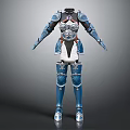 Detailed Blue And Silver Fantasy Armor With Ornate Metalwork And White Accents
