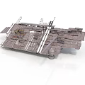 Industrial Structural Model With Metal Frames Multiple Platforms And Support Beams