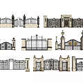 Classic Wrought Iron Gates With Stone Pillars And Ornate Decorative Elements 3d model