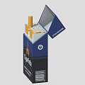 Open Cigarette Pack With Cigarettes Inside And Health Warning Label 3d model