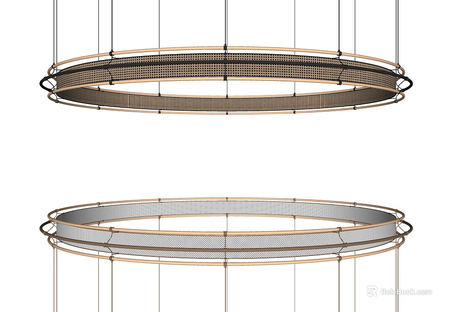 Modern Circular Hanging Chandelier with Mesh Metal Frame and Elegant Design Structure 3d model