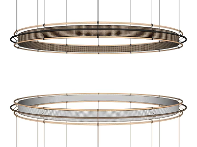 Modern Circular Hanging Chandelier with Mesh Metal Frame and Elegant Design Structure 3d model