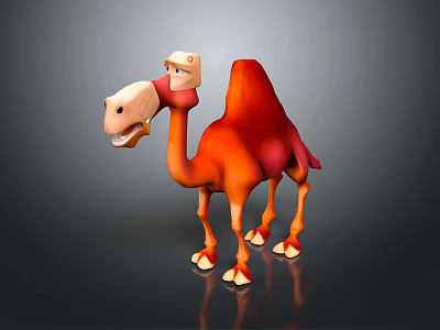Cartoon Style Orange Camel With Single Hump Cheerful Expression And Standing Pose 3d model