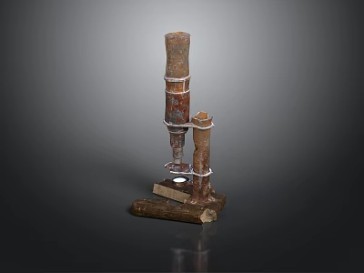 Vintage Industrial Style Electronic Microscope Featuring Metal Structure And Multi Layered Tubular Parts 3d model