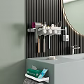 Modern Bathroom Accessories With Wall Mounted White Shelf Toothbrush Holder Electric Toothbrush Comb And Toiletries