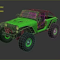 Green Open Top Off Road Vehicle With Large Tires And Green Rims