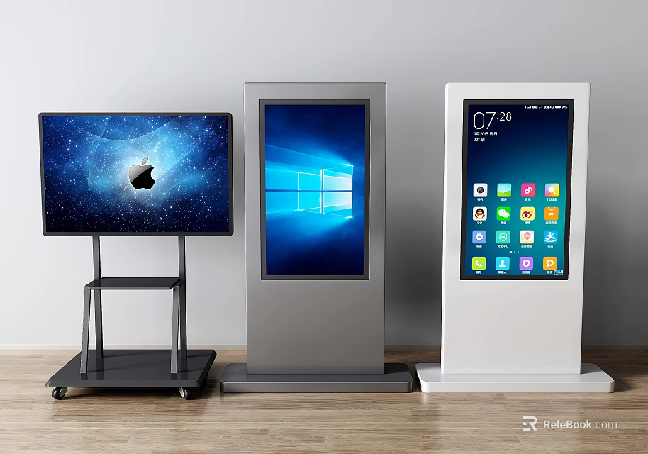 Public Facilities Interactive Touchscreen Display Units With Different Interfaces And Modern Design 3d model 