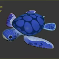 Blue And White Sea Turtle Plush Toy With Smooth Shell And Soft Limbs