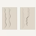 Two Beige Modern Wall Decorative Panels With Wavy Cutout Design for Home Interior