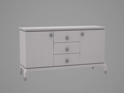 Modern Sideboard Design With Doors Drawers Metal Handles And Slim Legs 3d model