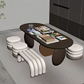 Modern Kids Table with Stools Books Toys and Small Plant in Cozy Interior