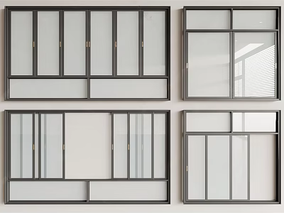 Stylish Casement Windows With Different Design Styles And Metal Frame Finishes 3d model