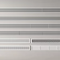Various Styles of Air Conditioner Vents Including Striped and Grid Like on White Background