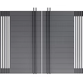 Modern Entrance Gate Design With Double Doors Gray Finish And Stone Pillars