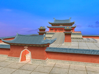 Chinese ancient building hall 3d model