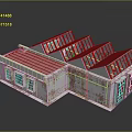 Single Family House with Solar Panels on Roof and Rusted Exterior Walls in Unfinished Construction