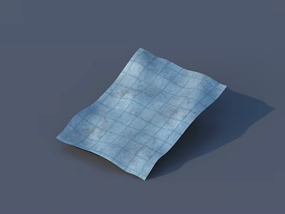 Blue Checkered Fabric Folded On Gray Background With Soft Textured Pattern 3d model