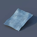 Blue Checkered Fabric Folded On Gray Background With Soft Textured Pattern