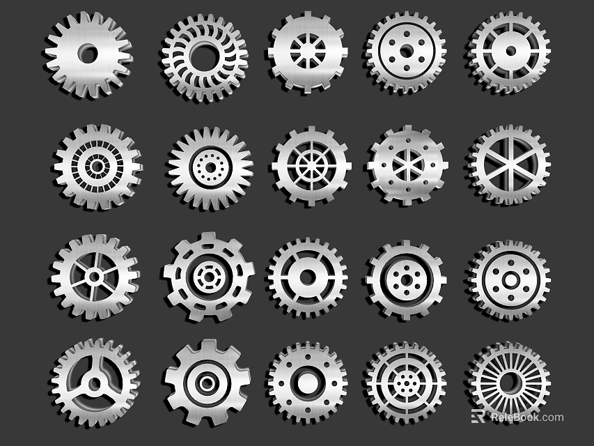 Assorted Metal Gears With Diverse Tooth Designs For Hardware Tools Applications 3d model 