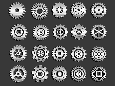 Assorted Metal Gears With Diverse Tooth Designs For Hardware Tools Applications 3d model