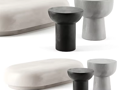 Modern Minimalist Concrete Coffee Table in Black Grey and White Sleek Designs 3d model