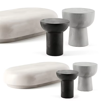 Modern Minimalist Concrete Coffee Table in Black Grey and White Sleek Designs 3d model
