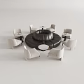 Modern Circular Black Sofa And Coffee Table Set With Light Colored Chairs 3d model