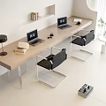 Modern office desk and chair double computer desk combination 3d model