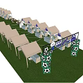 FIFA World Cup Themed Commercial Street With Soccer Ball Decorations And Banners