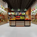 Modern Supermarket Department Store Layout With Shelves Products Checkout Counter And Digital Screens