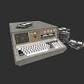 Vintage Computer System With Keyboard Screen And Stacked Floppy Disks