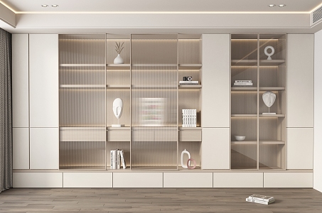 Modern Bookcase Cream Bookcase 3d model