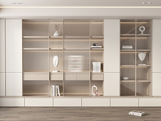 Modern Bookcase Cream Bookcase 3d model