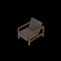 Modern Single Sofa With Wooden Frame And Fabric Cushion Shown In Different Angles