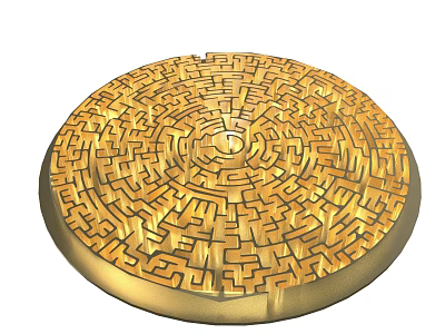 Golden Circular Ornate Maze Pattern Design With Intricate Surface Details 3d model