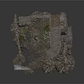 Ancient Stone Ruin Scene With Curved Stairs Stone Walls Water Stream And Small Plants
